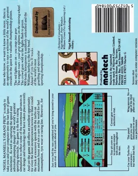 Nigel Mansell's Grand Prix (UK) (1988) box cover back